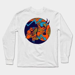 Orange Blue Bull and Bear Long Sleeve T-Shirt